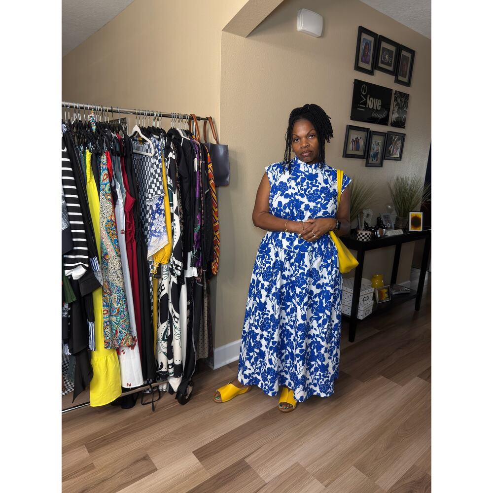 Woven Fit Floral Printed A-Line Boho Dress w/ Cut Out Sides